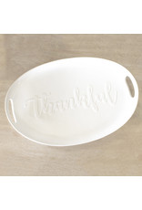 Thankful Embossed Platter White 18X4