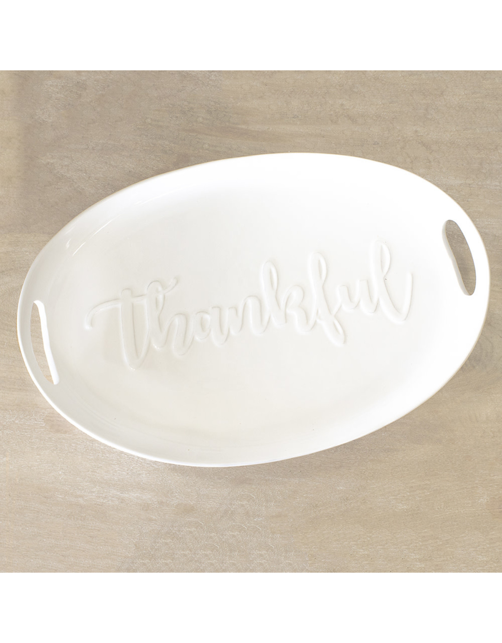 The Royal Standard Thankful Embossed Platter White 18X4