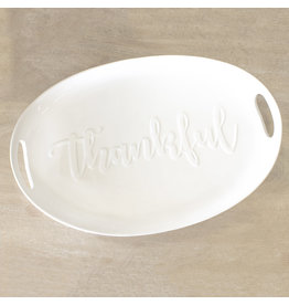 The Royal Standard Thankful Embossed Platter White 18X4 The Royal Standard Thankful Embossed Platter White 18X4