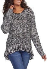 Tribal Tribal Long Sleeve Fringe Sweater