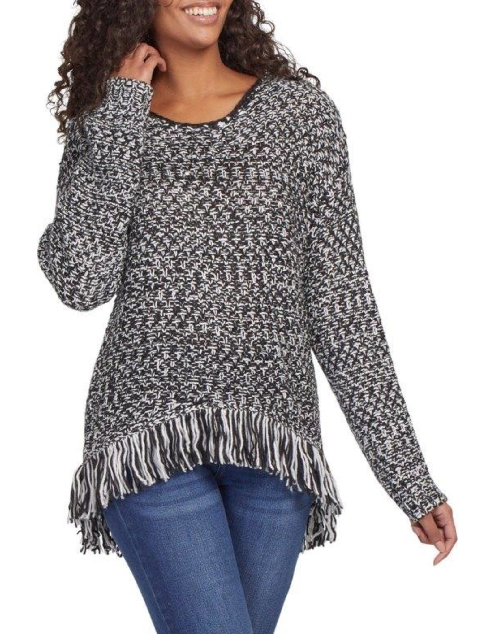 Tribal Tribal Long Sleeve Fringe Sweater