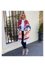 The Royal Standard Tatum Cape Wrap Cream/Red/Navy/ One Size