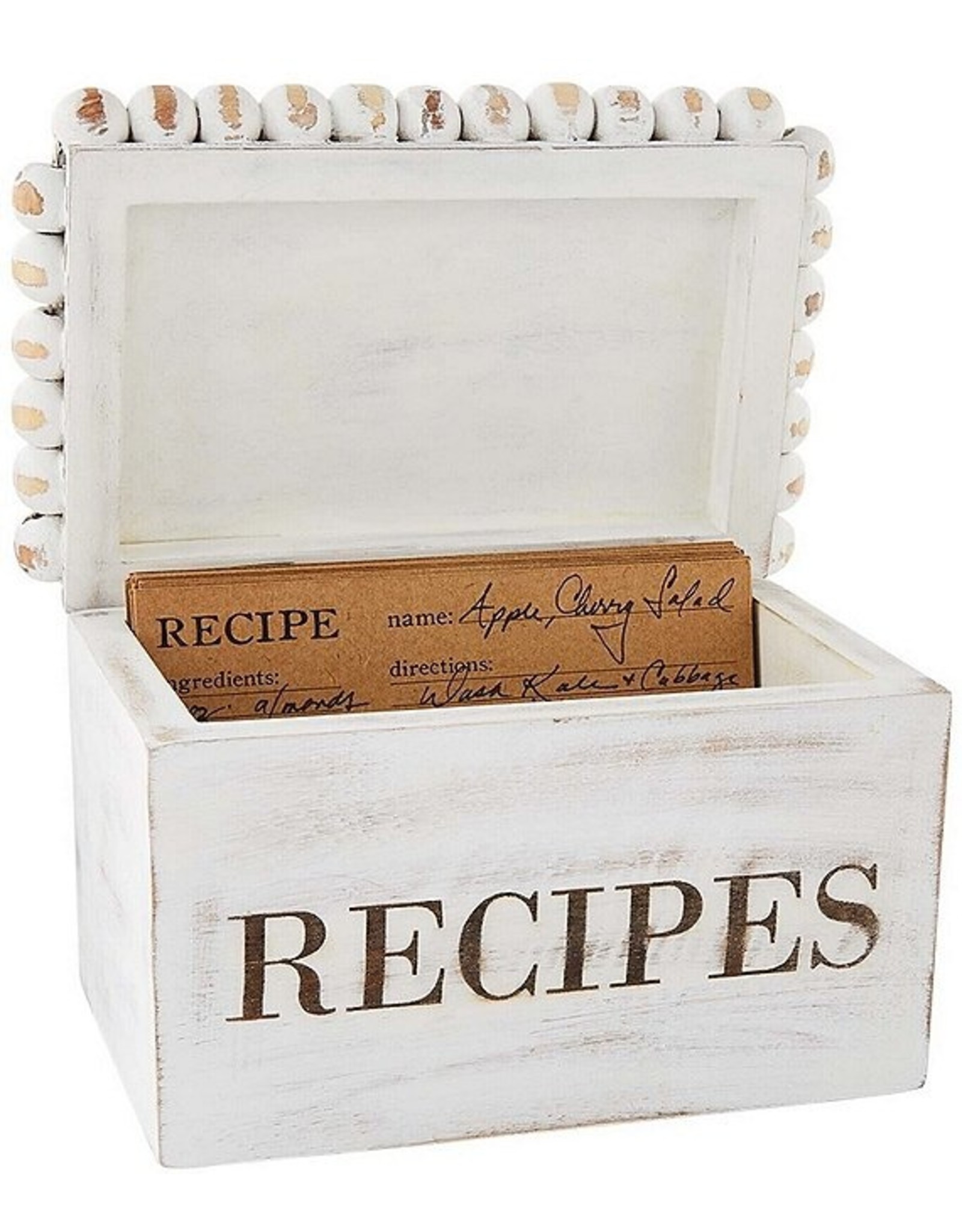 White Beaded Recipe Box