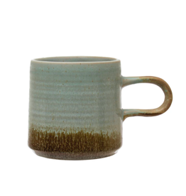 Stoneware Mug, Reactive Glaze, Blue & Brown