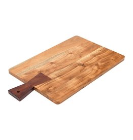 Two-Tone Acacia Wood Cheese/Cutting Board with Tail Joint Handle