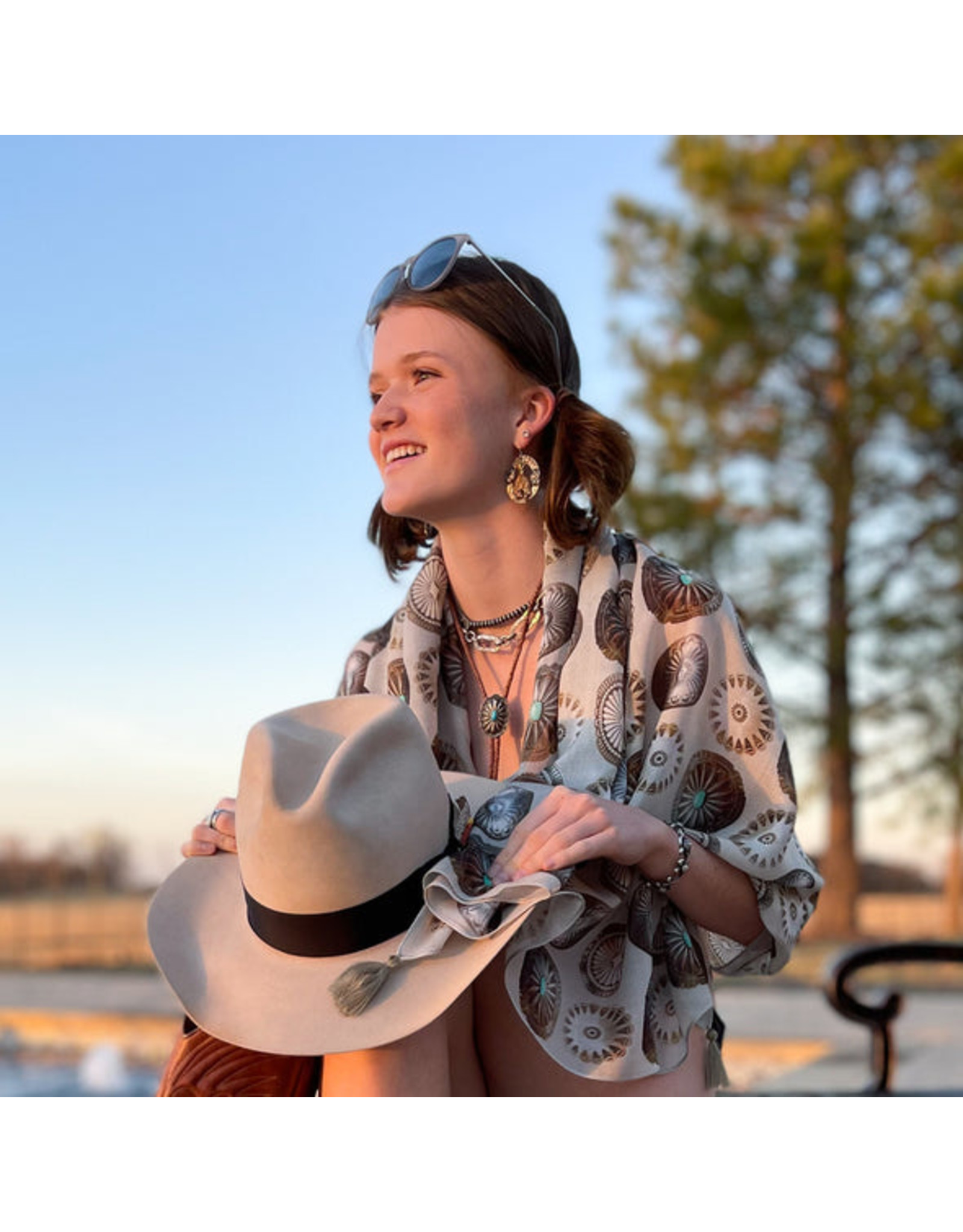 Fringe Scarves Fringe Shawl/Swim Wrap-Bone