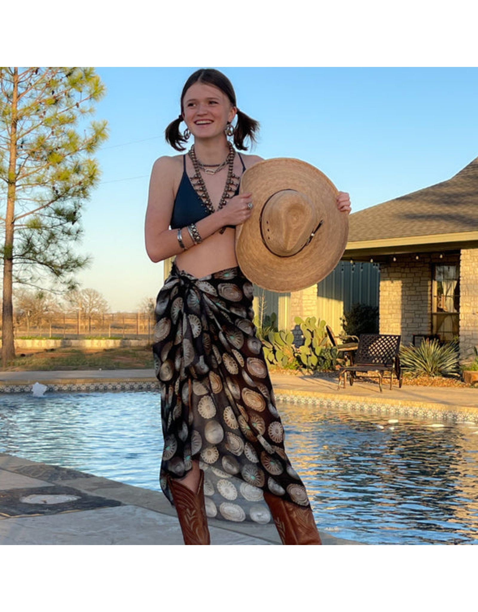 Fringe Scarves FringeShawl/Swim Wrap-Black