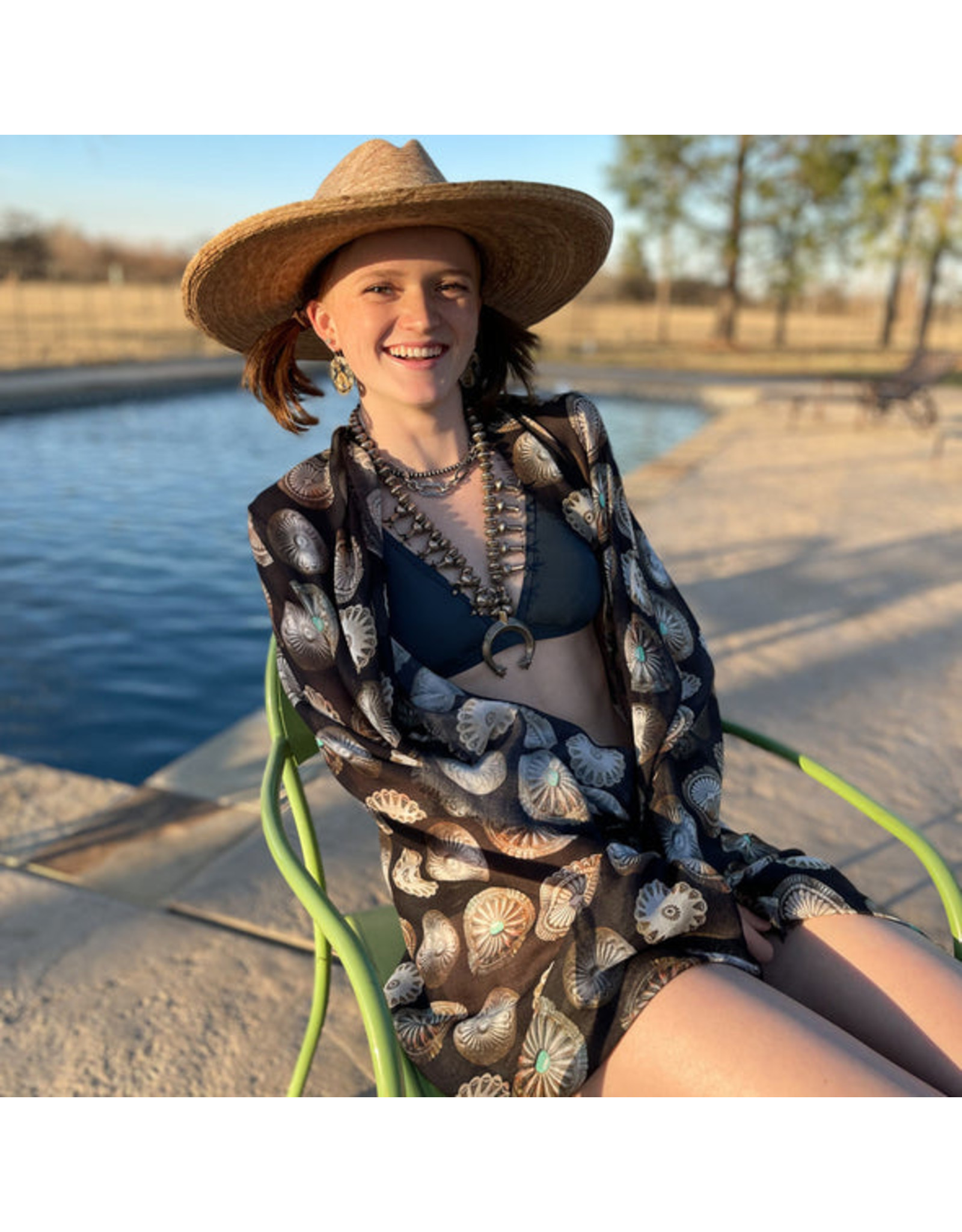 Fringe Scarves FringeShawl/Swim Wrap-Black