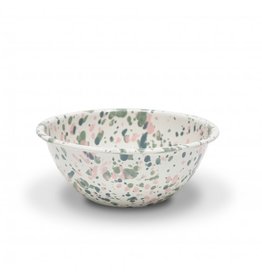 Enamelware Small Serving Bowl Splatterware Mint Hibiscus