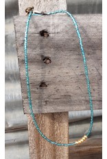J.Forks Electric Blue Seeds with Gold Center Necklace
