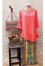 Hawaiian Gauze Frayed Bell Sleeve Top