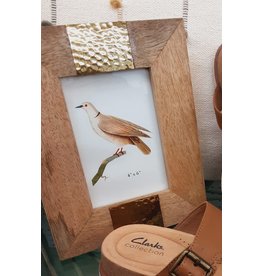 Mango Wood Photo Frame with Hammered Metal Inlay