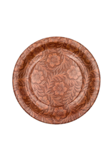 Floral Tooled Leather Dinner Plate