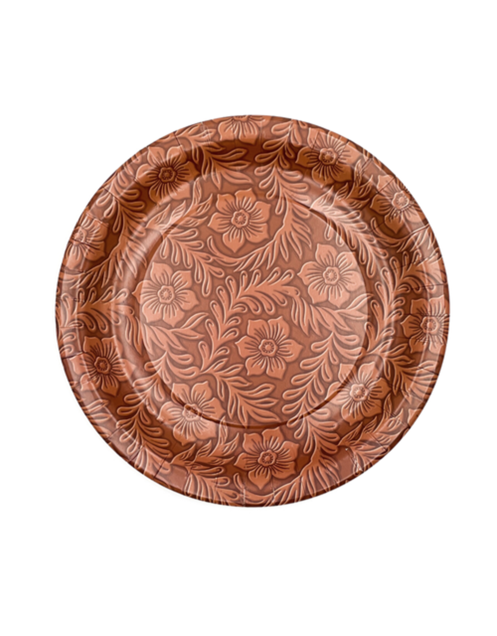 Floral Tooled Leather Dinner Plate