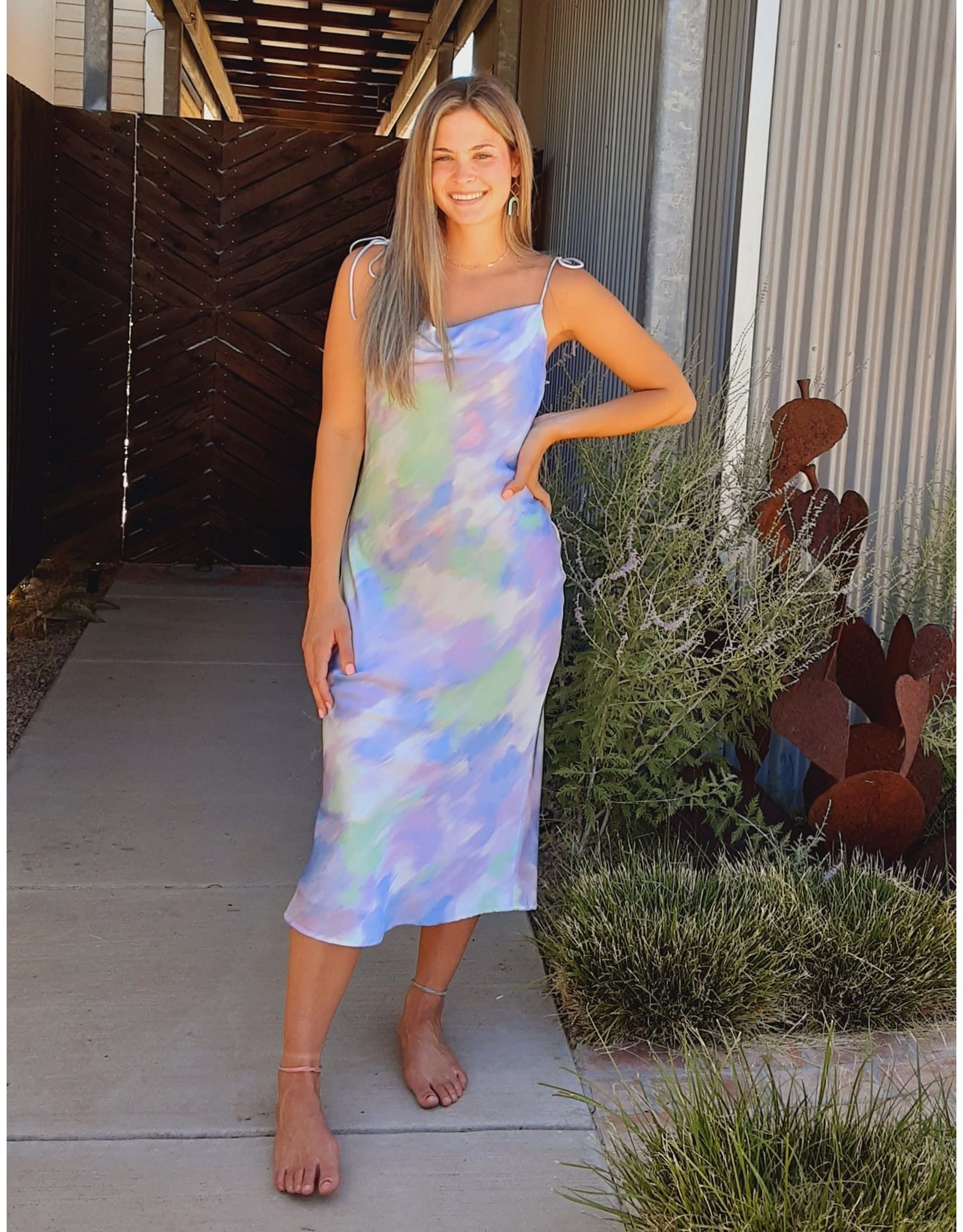 Coalinga Printed Cowl Neck Dress