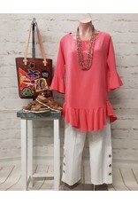 Hawaiian Gauze Frayed Bell Sleeve Top