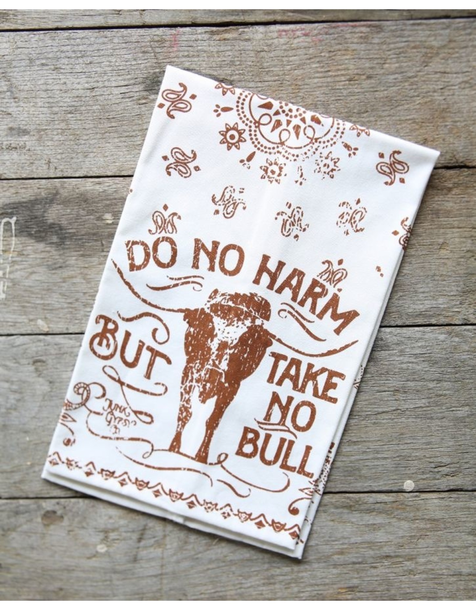 Take No Bull Paisley Print Tea Towel