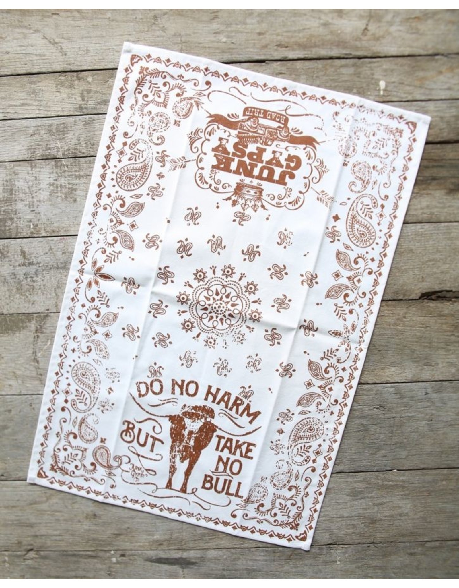 Take No Bull Paisley Print Tea Towel