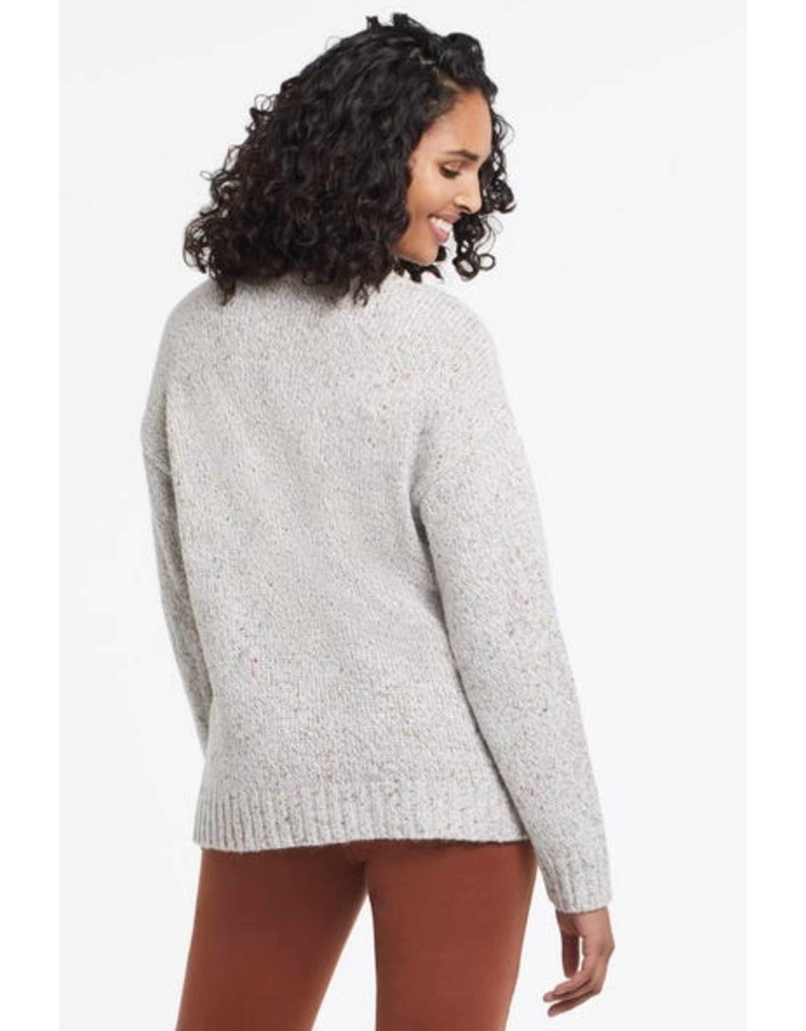 Tribal Mock Neck Sweater W/Buttons 