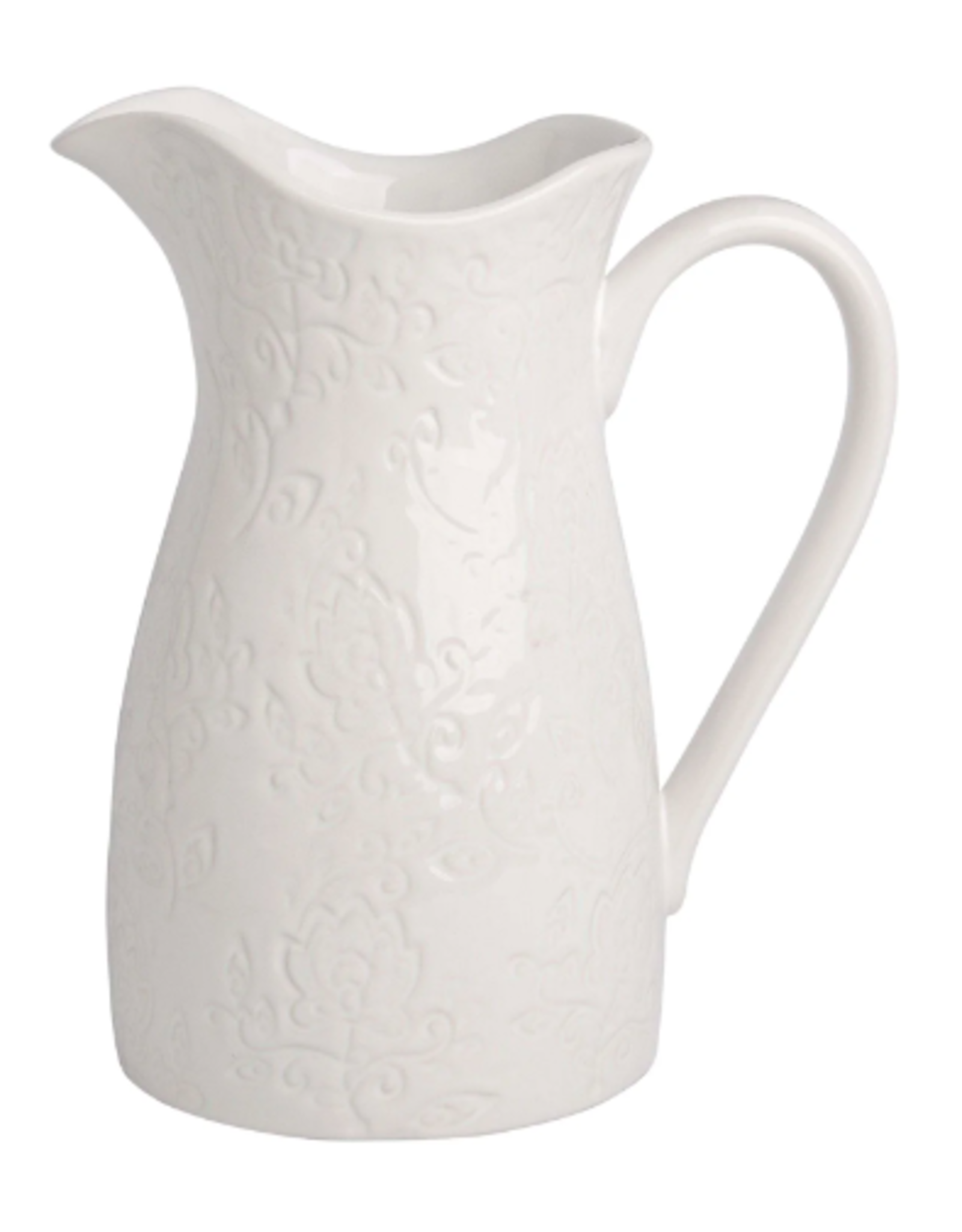 White Debossed Floral Pitcher