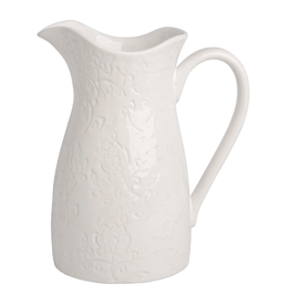 White Debossed Floral Pitcher