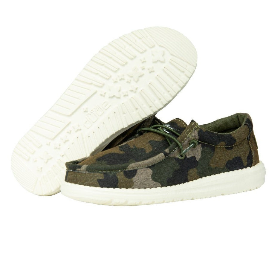 Scarpe Hey Dude Wally Camouflage – Mocassini Uomo, Telaio In Cotone, Suola Leggera EVA, Comodissime