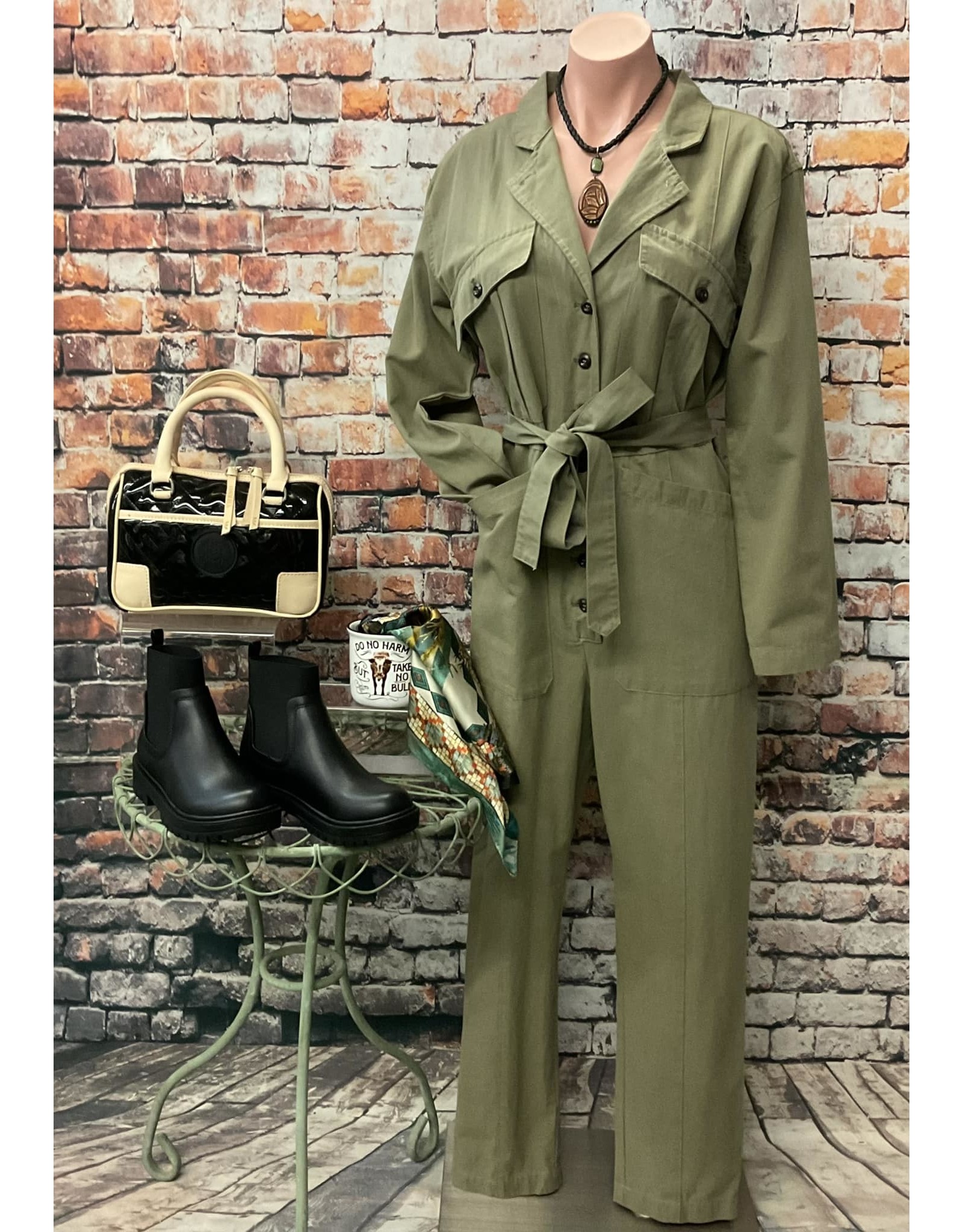 Soledad Twill Button Down Jumpsuit