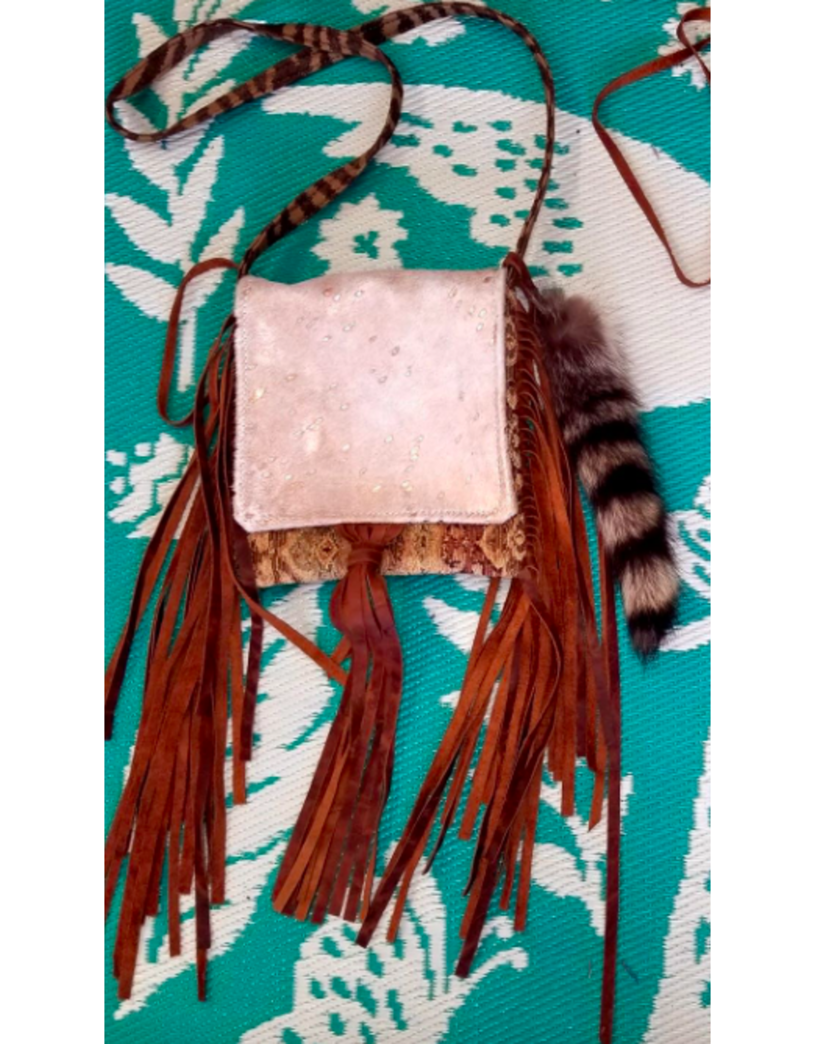 Cross Body Purse with Fringe and Coon Tail