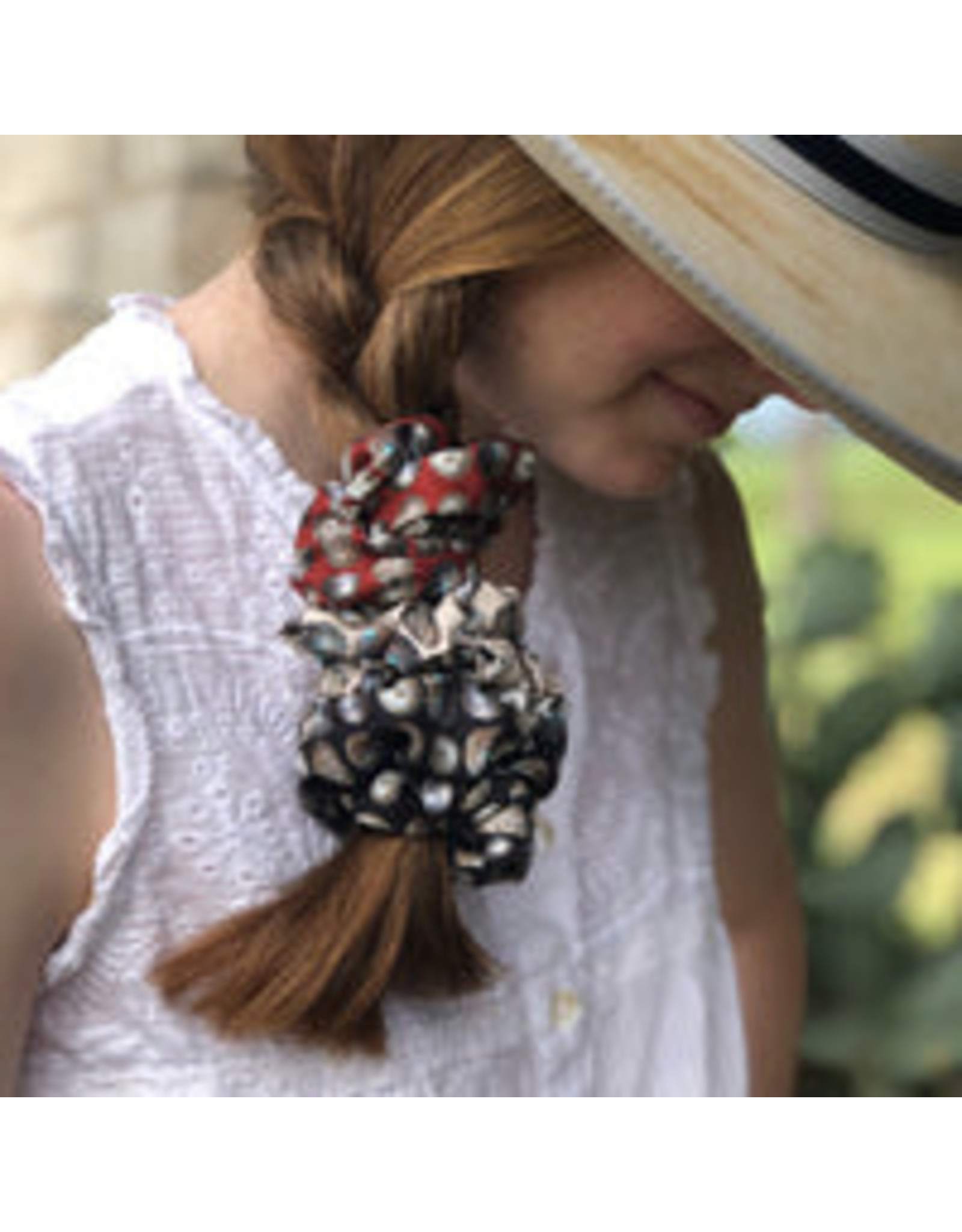 Fringe Scarves Fringe Scrunchies - Pack of 3 Baby Concho Red/Black/Bone