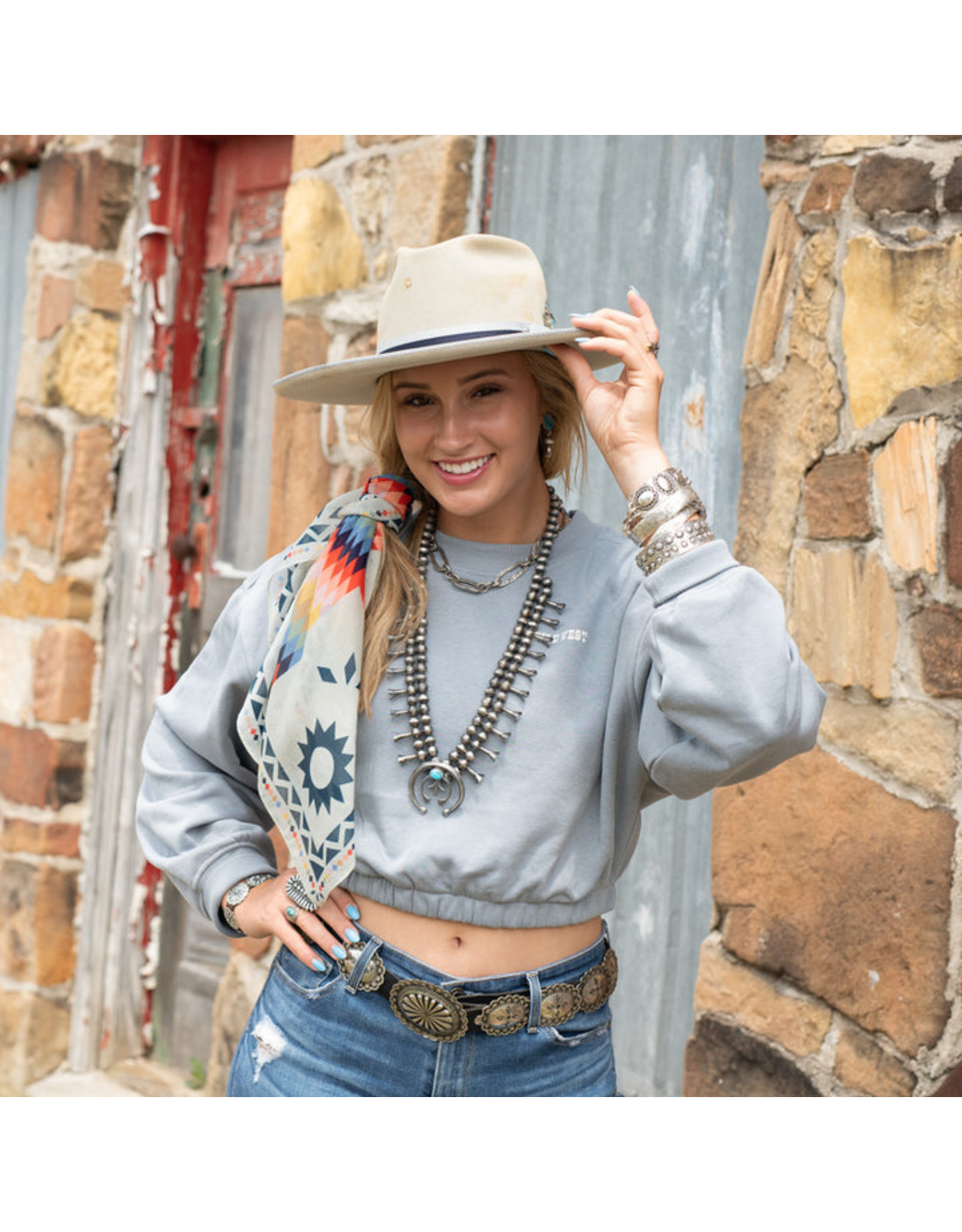 Fringe Scarves Fringe Sun Starquilt Bandana Off White