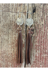 J. Forks Buffalo Nickel with Leather Tassel Earrings