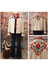 Saratoga Studded Embroidered Suede-Like Jacket