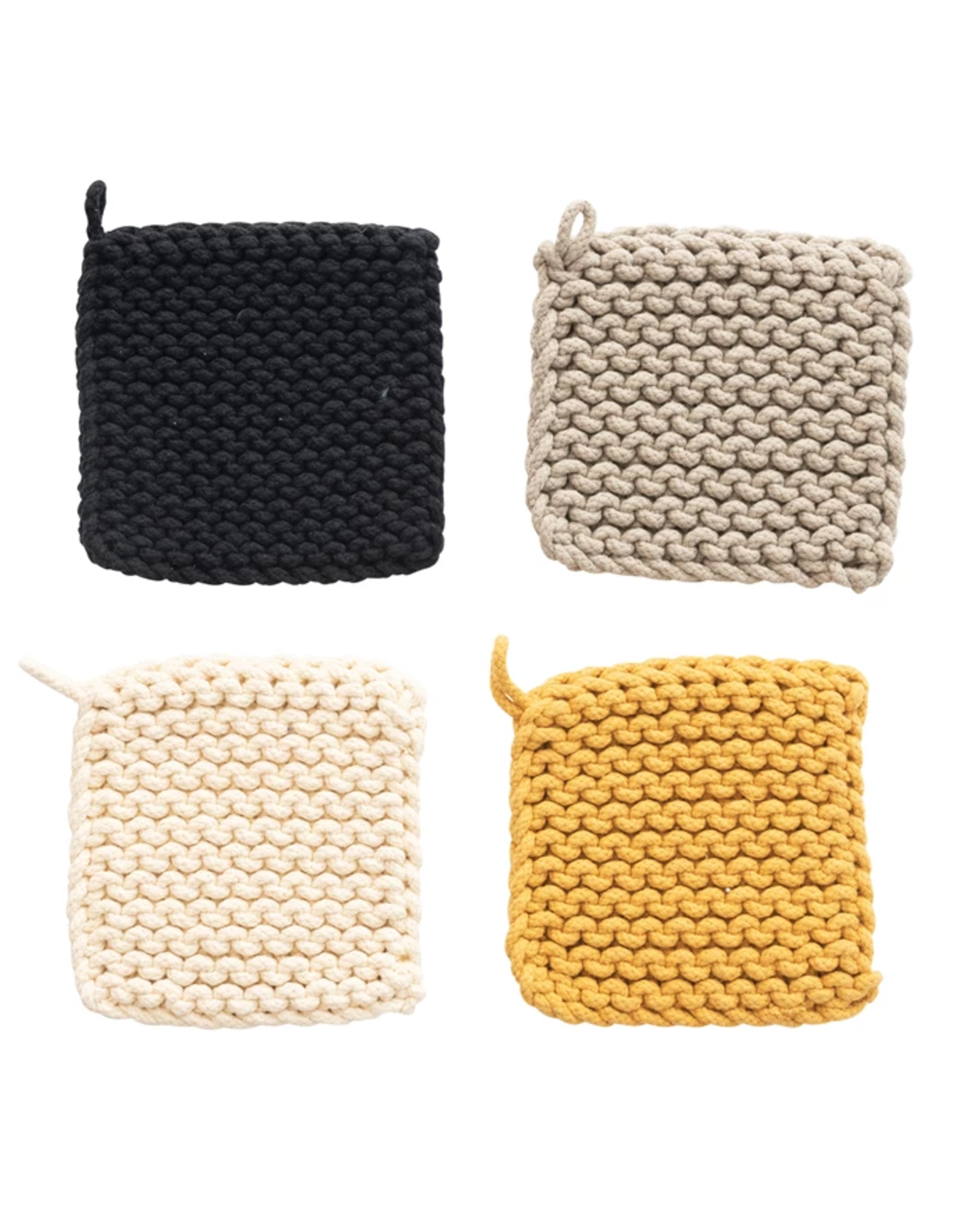 8" Square Crocheted Pot Holder -Rustic Colors (1)