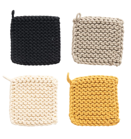 8" Square Crocheted Pot Holder -Rustic Colors (1)