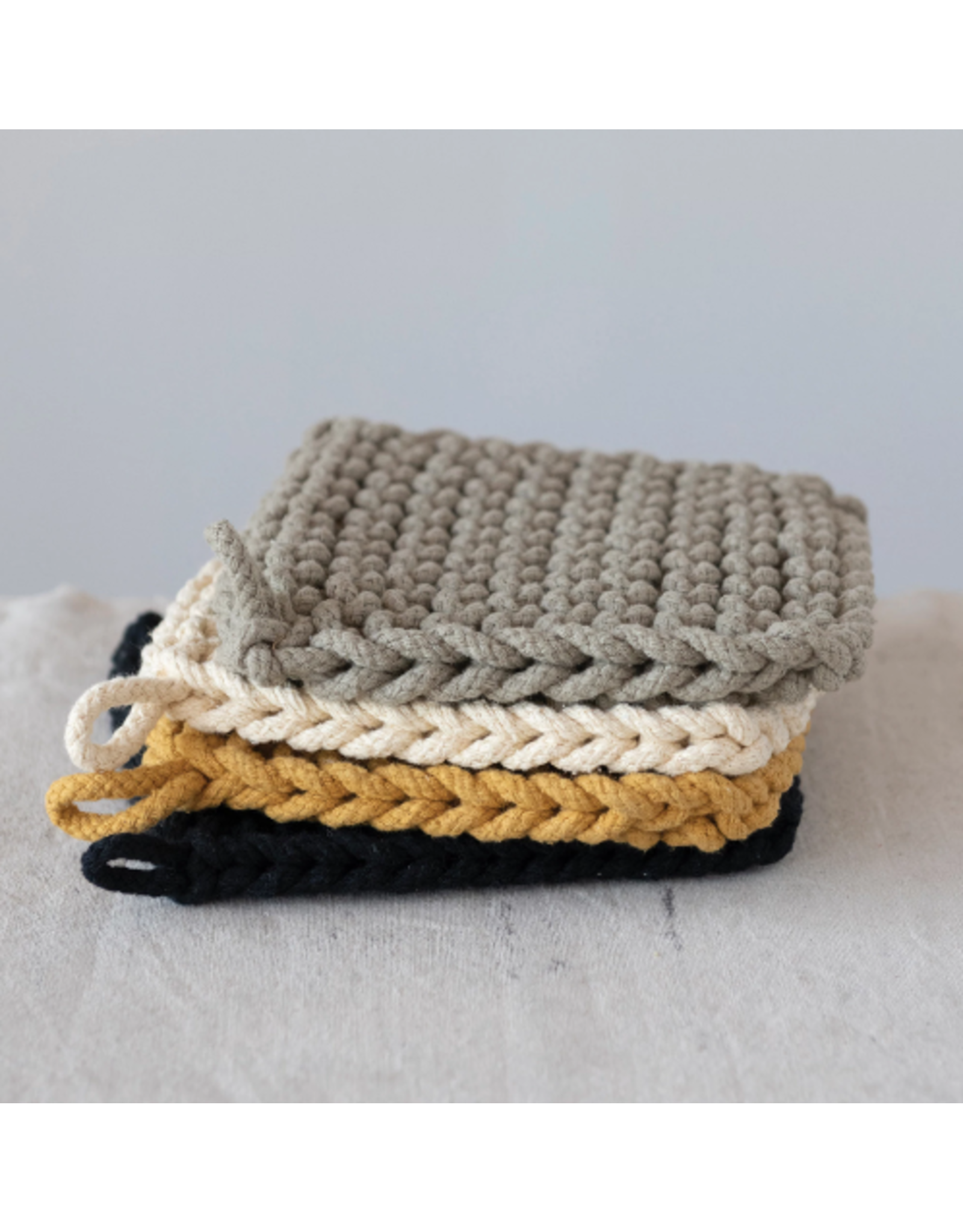 8" Square Crocheted Pot Holder -Rustic Colors (1)