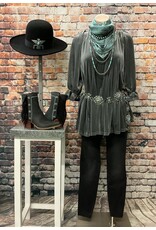 Tustin 3/4 Ruffle Cuffed Sleeve Top with Hi-Lo Hem