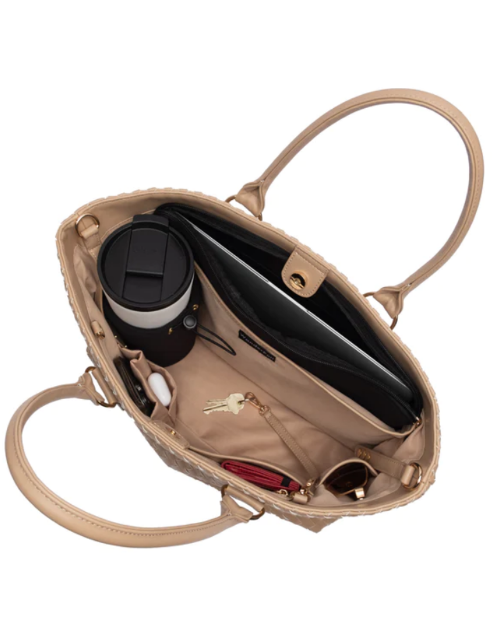 Tan Woven Hydro Tote- Vegan Leather