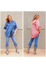 Union City Satin Button Down Back Tiered Tunic Dress