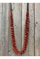 J.Forks 5 Strand Red Coral And Brown Pin Shell