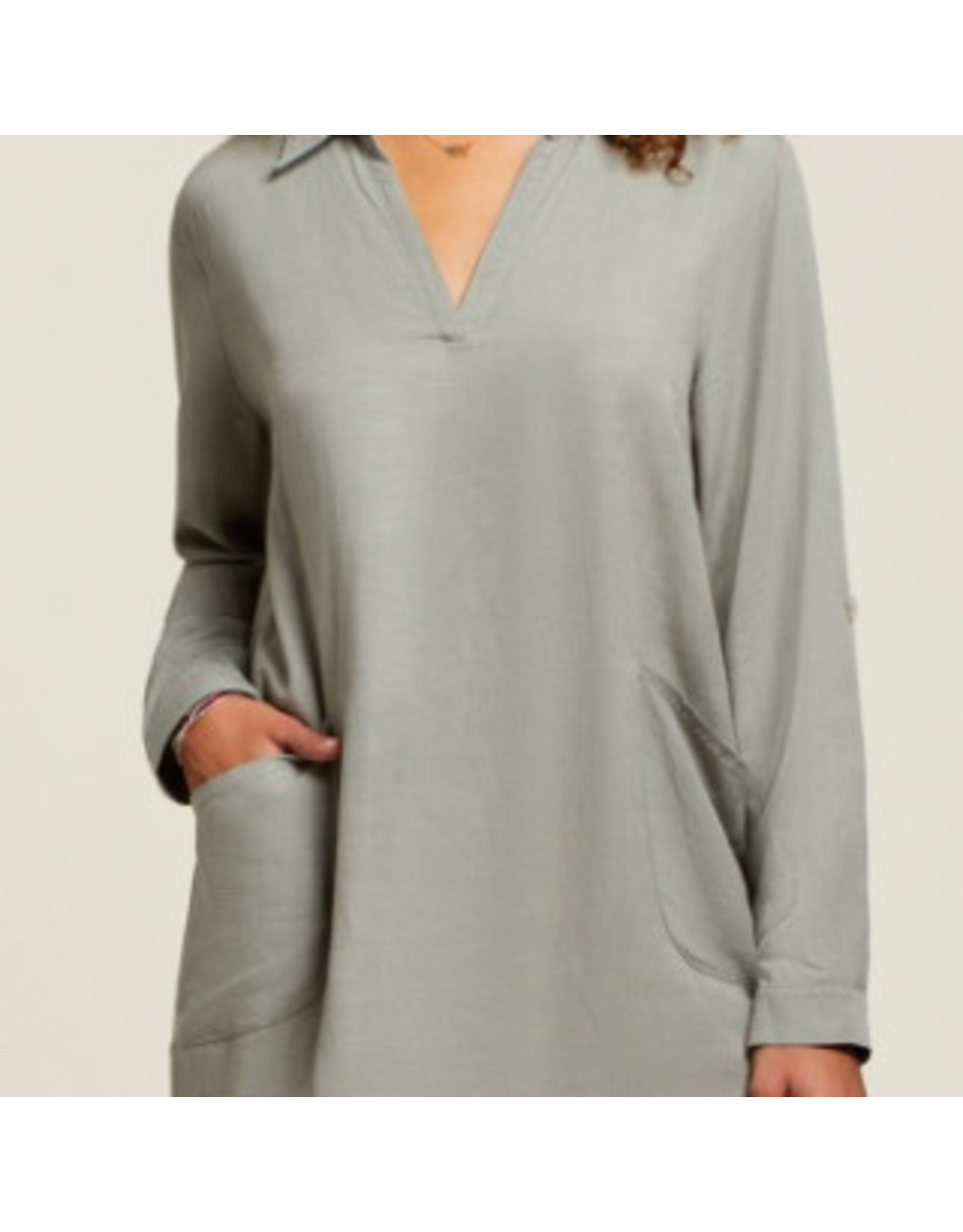Tribal Tribal Rolled Up Long Sleeve Tunic Blouse