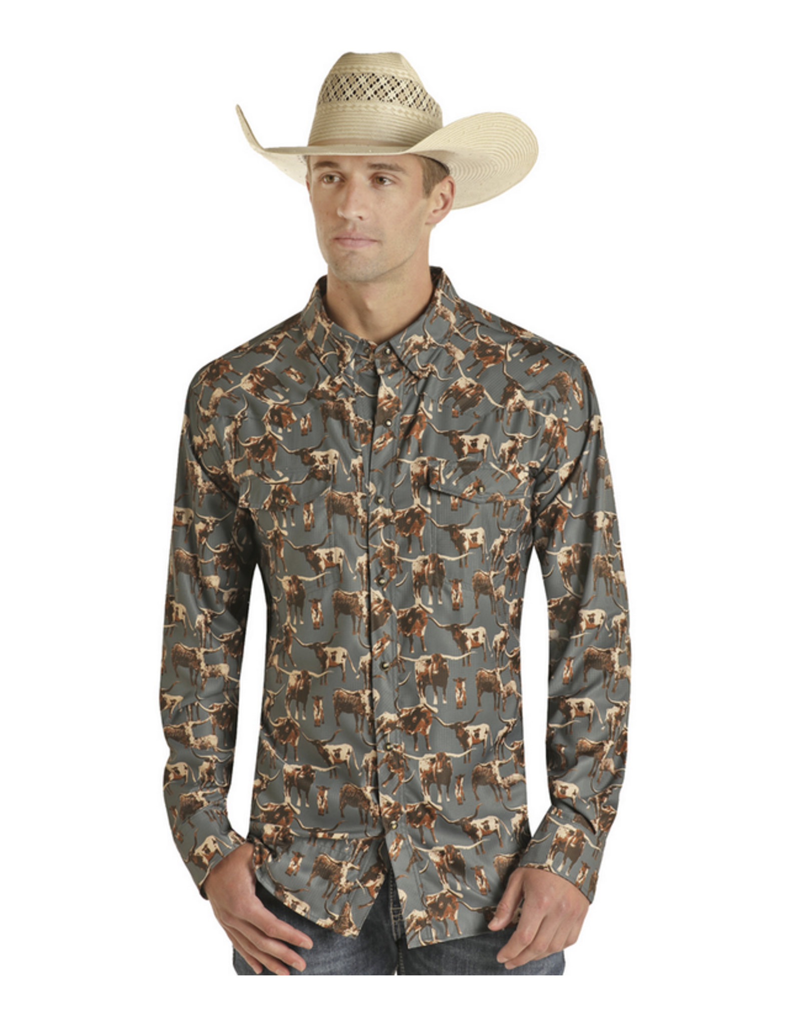 Rock & Roll Denim Rock & Roll Denim Longhorn Ripstop Snap Slate