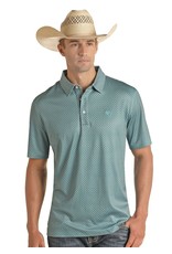 Panhandle Panhandle Performance Geo Button Knit Polo Turquoise Panhandle Panhandle Performance Geo Button Knit Polo Turquoise