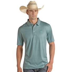Panhandle Performance Geo Button Knit Polo Turquoise