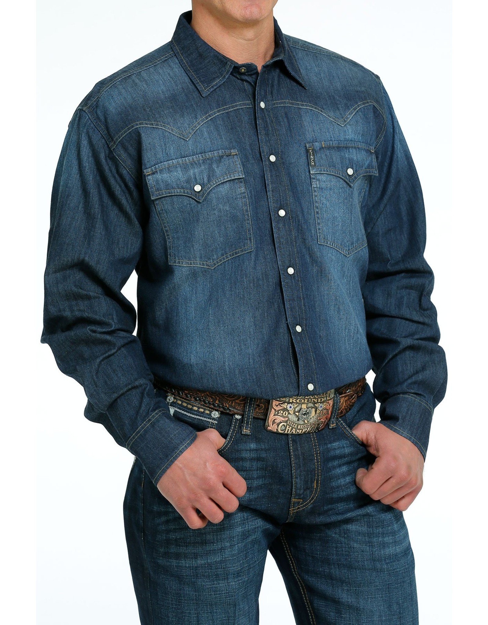 Cinch Mens L/S Denim Snap Indigo - Blanton-Caldwell