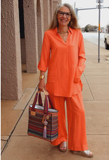 Tribal Tribal Rolled Up Long Sleeve Tunic Blouse