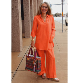 Tribal Tribal Rolled Up Long Sleeve Tunic Blouse