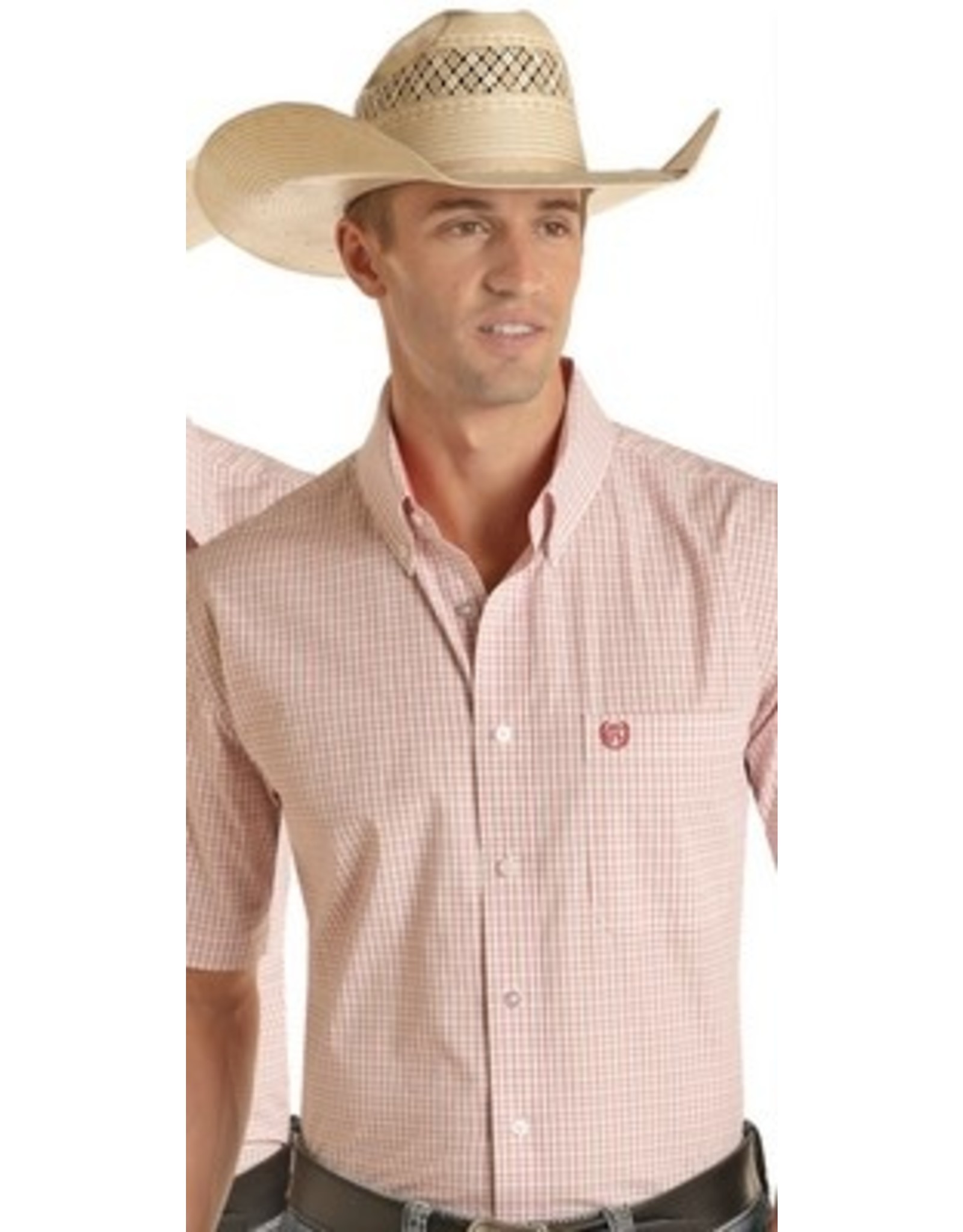 Panhandle Select Mens Check Button Down Peach