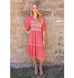 Alaina Embroidered Midi Dress