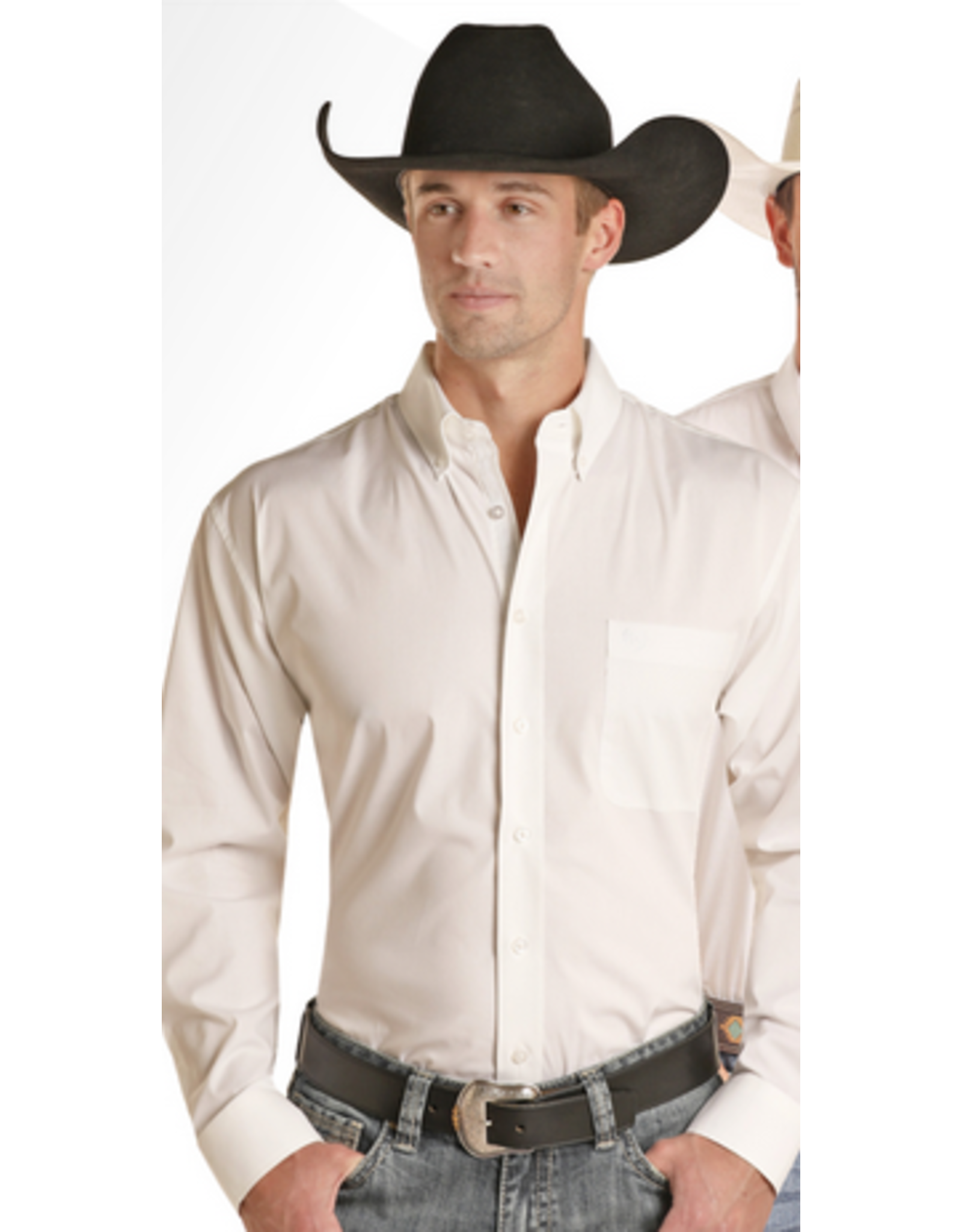 Panhandle Select Mens Long Sleeve Solid Button Down White