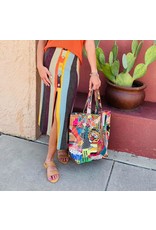 Long Multi Stripe Button Detail Skirt